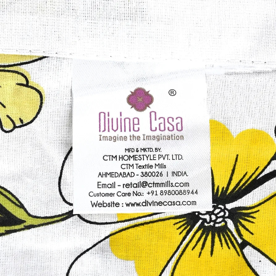 Divine Casa Floret 100% Cotton Single Dohar 120 GSM Soft & Lightweight Throw Blanket Colour Daffodil Yellow