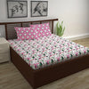 Divine Casa 144 TC Super Soft Cotton Bedsheet for Double Bed  144 Thread Count Abstract Colour Pink & White