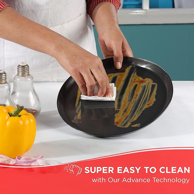 Vinod Hard Andised Non Stick Microwave Safe Tawa - 25cm | 3.25mm Thickness | Round Baking Plate Pan Tawa