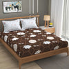 Fresh From Loom Floral Microfiber Cotton King Size Bedsheet for Double Bed 240 TC Soft Bed Sheet with 2 Pillow Cover Hexagon Brown
