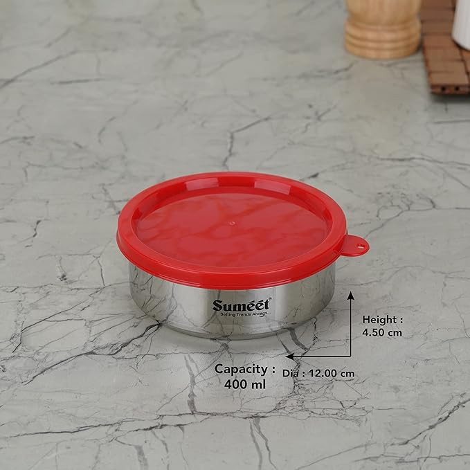 Sumeet Stainless Steel Airtight & Leak Proof Food Storage Container 400 ml 12Cm