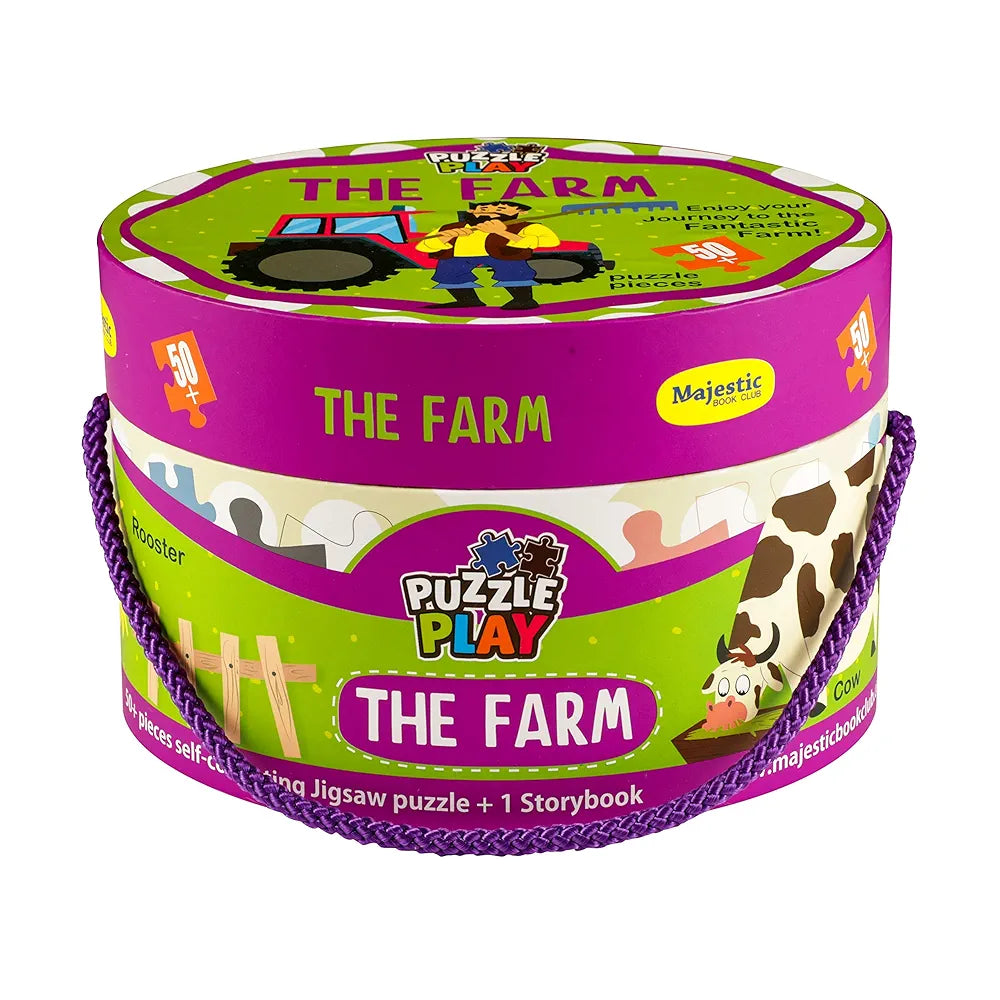 The Book Tree Farm Puzzle Box for Kids I 50+ Jigsaw Puzzle Pieces & 1 Storybook I Educational Toy for Children Age 3+ I Fun with Farm Animals I for Children by Majestic Book Club