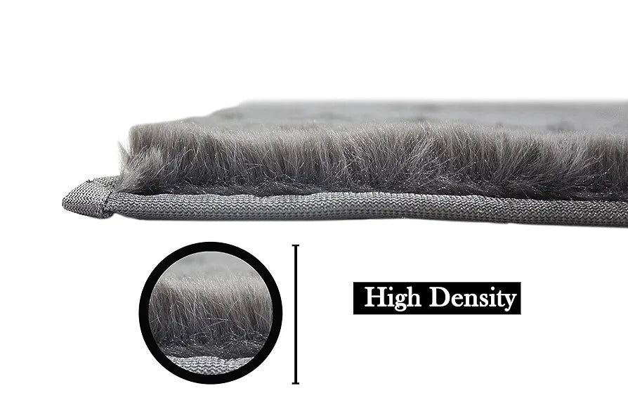Luxe Home International Ruffle Bath Mat Rabbit Fur 1000 GSM Bathroom Door Rectangular Foot Mats 45X75 CmColour Grey