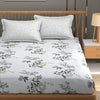 Fresh From Loom Floral XXL King Size Bedsheet for Double Bed 240 TC Hypoallergenic Soft Bed Sheet with 2 Pillow Cover Grey Sunflower