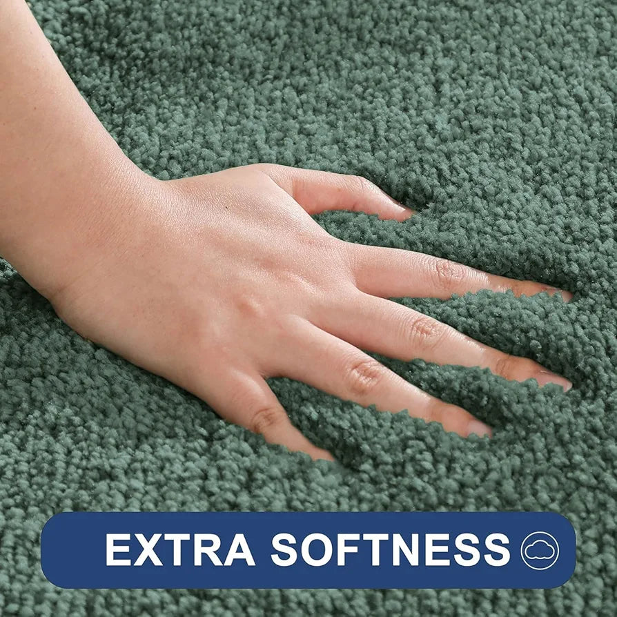 Luxe Home International Microfibre Rectangular Bath mat Super Soft Anti Skid Newman Mats For Bathroom Colour Green