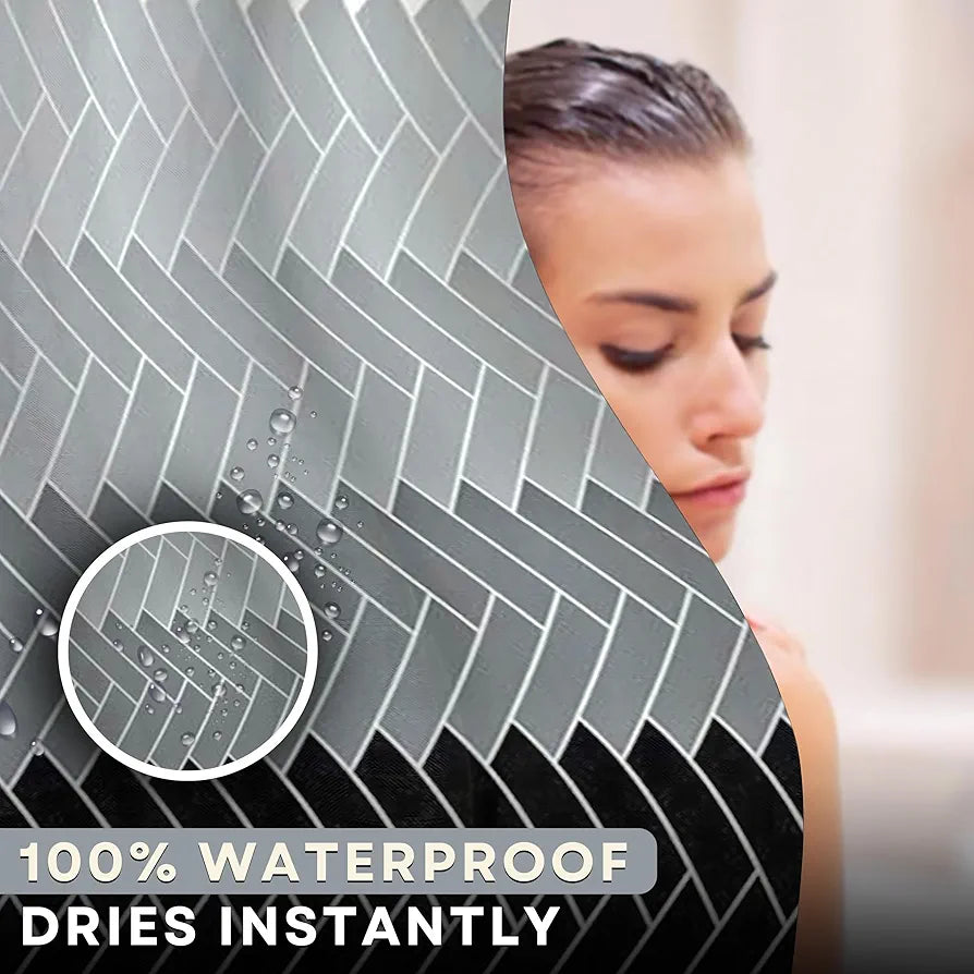 Homethreads Embrace Luxury with Our 6-Feet Long Premium Polyester Shower Curtain with 12 Hooks for a Lavish Bathroom Gray Colour