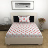 Divine Casa 144 TC 100% Cotton Bedsheet for Single Bed with 1 Pillow Cover Scarlet Colour Grey