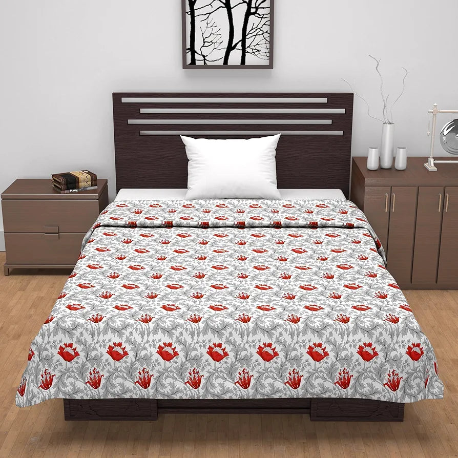 Divine Casa Floret 100% Cotton Single Dohar 120 GSM Soft & Lightweight Throw Blanket Colour Royale