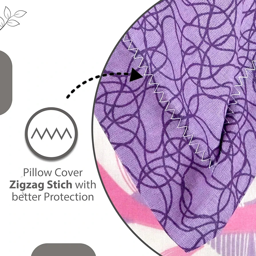 Divine Casa 144 TC 100% Pure Cotton Double Bed Bedsheet with 2 Pillow Covers Geo Petals Colour Lavender Blush