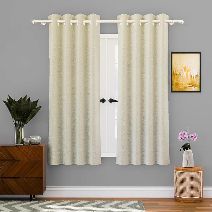 Kuber Industries Stylish Window Curtains for Living Room & Bedroom Web Net Cream