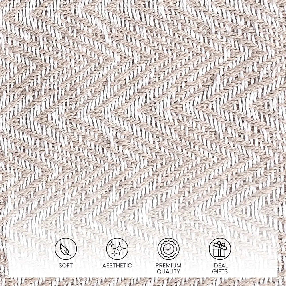 Sashaa World Soft Herringbone Throw Blanket Colour Grey