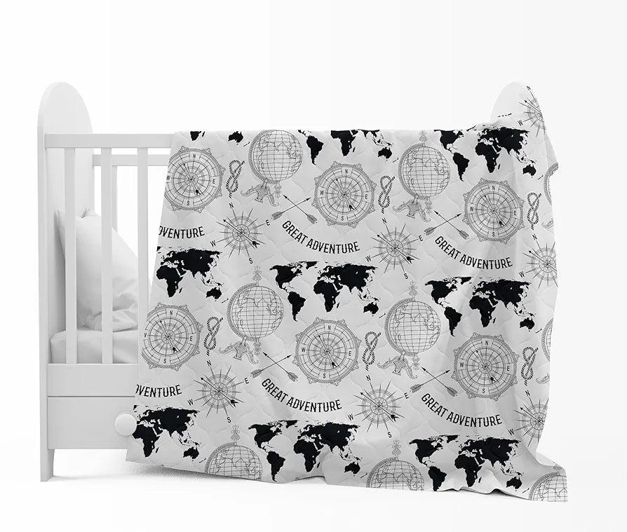 Divine Casa 120 GSM Microfiber Single Kids Dohar  Soft & Lightweight Throw Blanket Geographic Pattern Colour Stonewash Grey