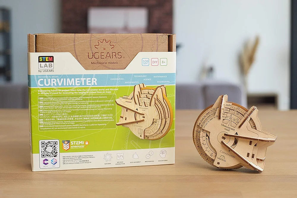 UGEARS STEM Lab Math Series - Curvimeter - Unique Educational and Engineering 3D Puzzles with App | DIY Mechanical Science Kit for Self Assembly | Creative 3D Wooden Puzzles for Adults and Children