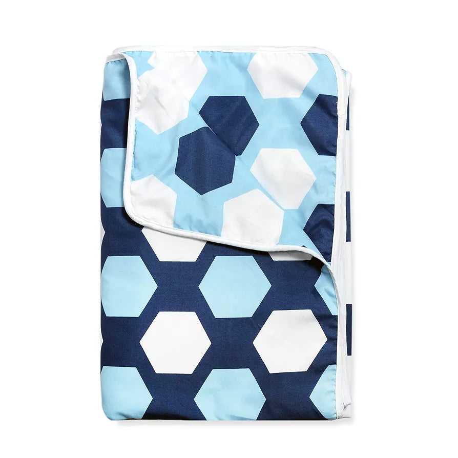 Divine Casa 120 GSM Microfiber Double Dohar Soft & Lightweight Throw Blanket Hexagonal Pattern Colour Legion Blue