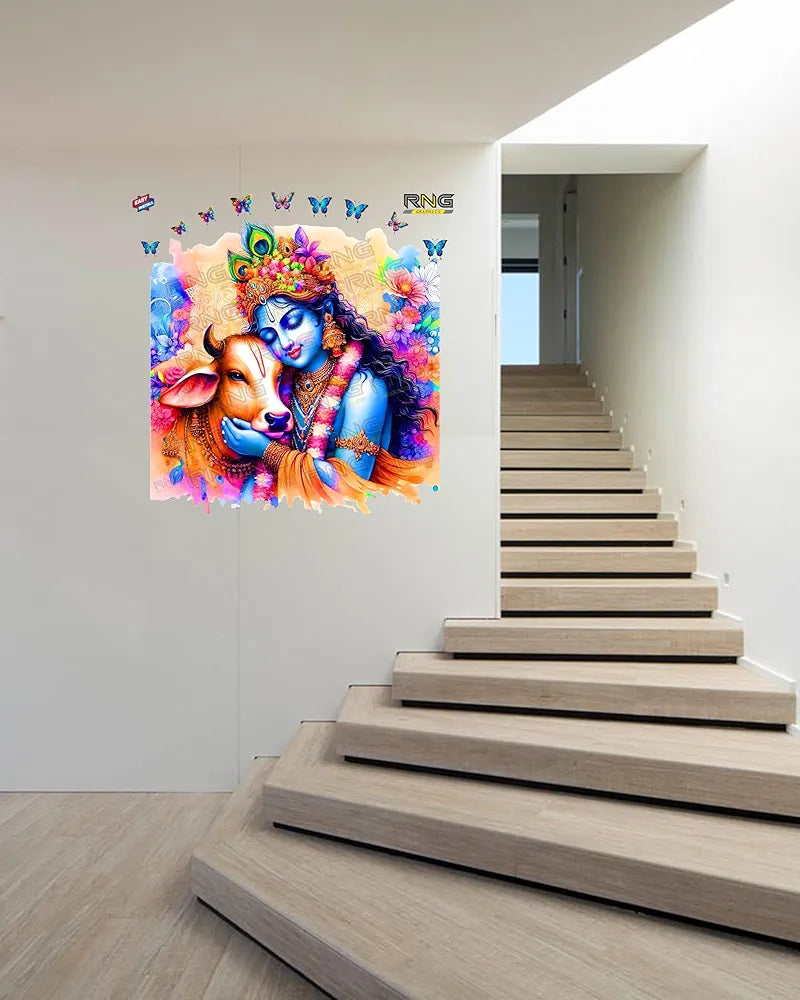 Rng Graphics Pvc Vinyl Little Krishna Wall Sticker Multicolor 53 Cm X 51 cm DW-149L