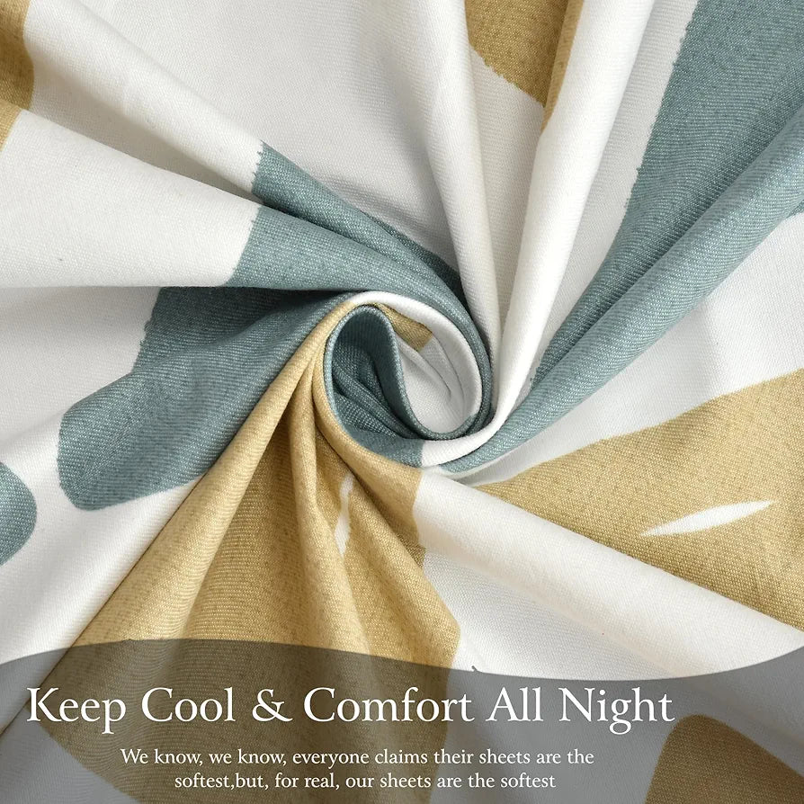 Fresh From Loom 240 TC Microfiber Cotton King Size Bedsheet for Double Bed with 2 Pillow Cover Blue Beige