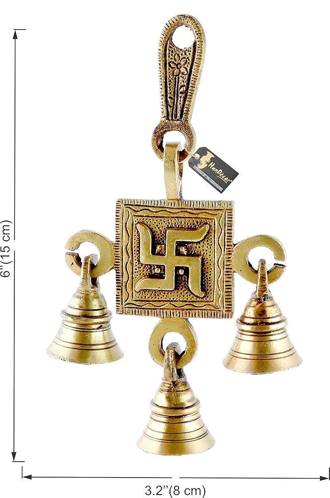 Two Moustaches Brass Swastika Hanging Bells