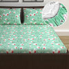 Divine Casa Floret 100% Cotton Double Fitted Bedsheet 144 TC Colour Blossom Haven Mint