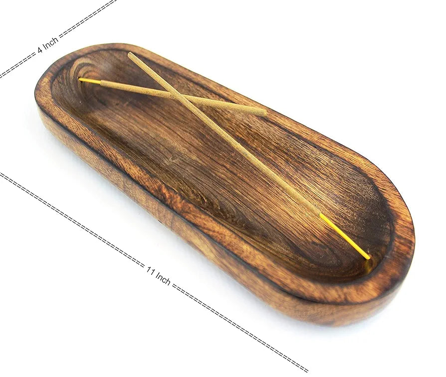 Pure Source India Natural Wood Incense Holder and Ash Catcher