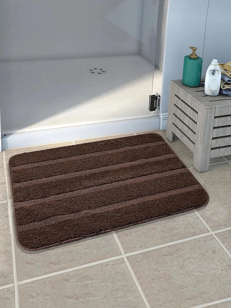 Saral Home Microfiber Soft Anti Slip Water Absorbent Door Mat & Bath Mat Colour Brown (Pack Of 2)