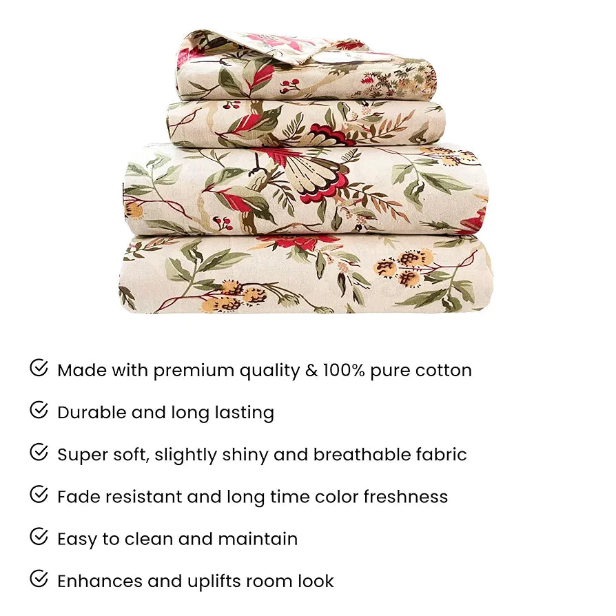 Sajavat Home 100% Pure Cotton King Size Bedsheet Set with 2 Pillow Covers Colour Flamingo Floral