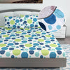 Divine Casa 144 TC Polka Print Blue Skin Friendly 100% Cotton Elastic Fitted Bedsheets King Size Colour Blue Grotta