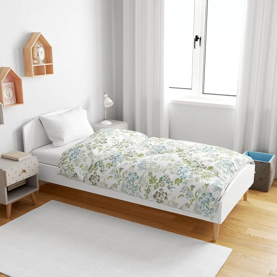 Divine Casa Floret 100% Cotton Single Kids Dohar 120 GSM Soft & Lightweight Throw Blanket Colour Green Banana