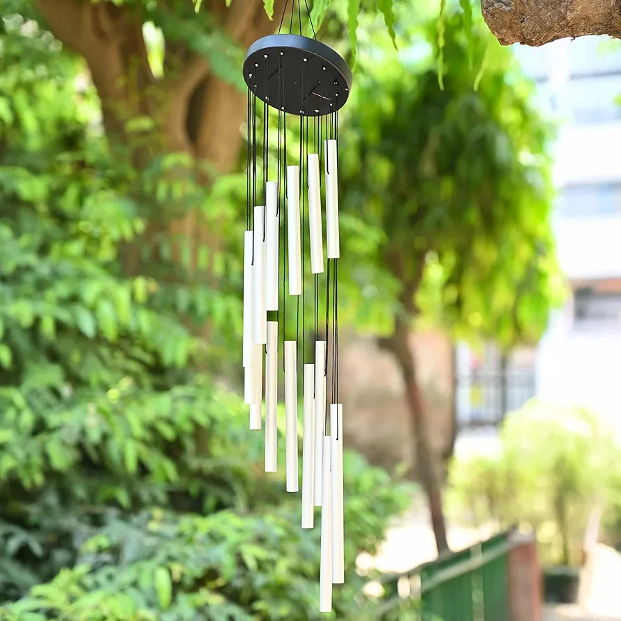 Wind Chimes for Home Décor Silver 12-Pipe Wind Chime -022