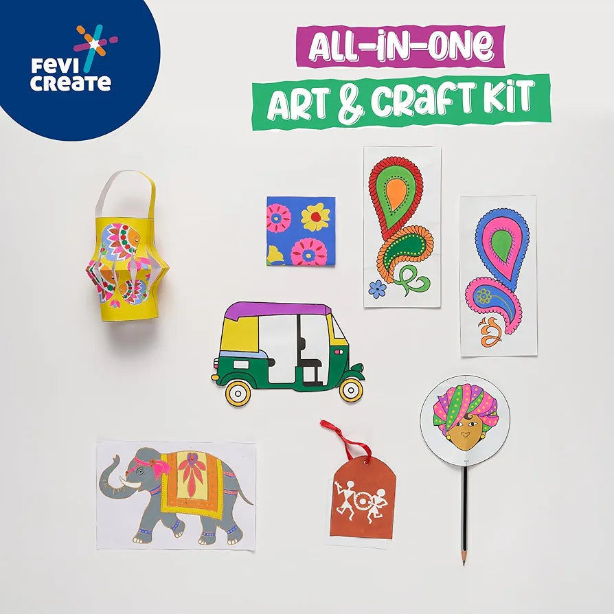 Fevicreate Artastic India Craft Kit | Project Book with 12 Educational Activities, Colours, Craft Supplies | Fun way to boost child's knowledge | By Fevicol | Return Gift for Kids Age 8+ years