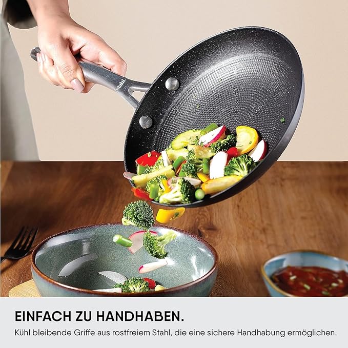 Stahl Blacksmith Hybrid Enamelled Cast Iron Frying Pan | Rust Proof Fry Pan | Induction & Gas Stove Compatible | 1.4 L | 24 Cm