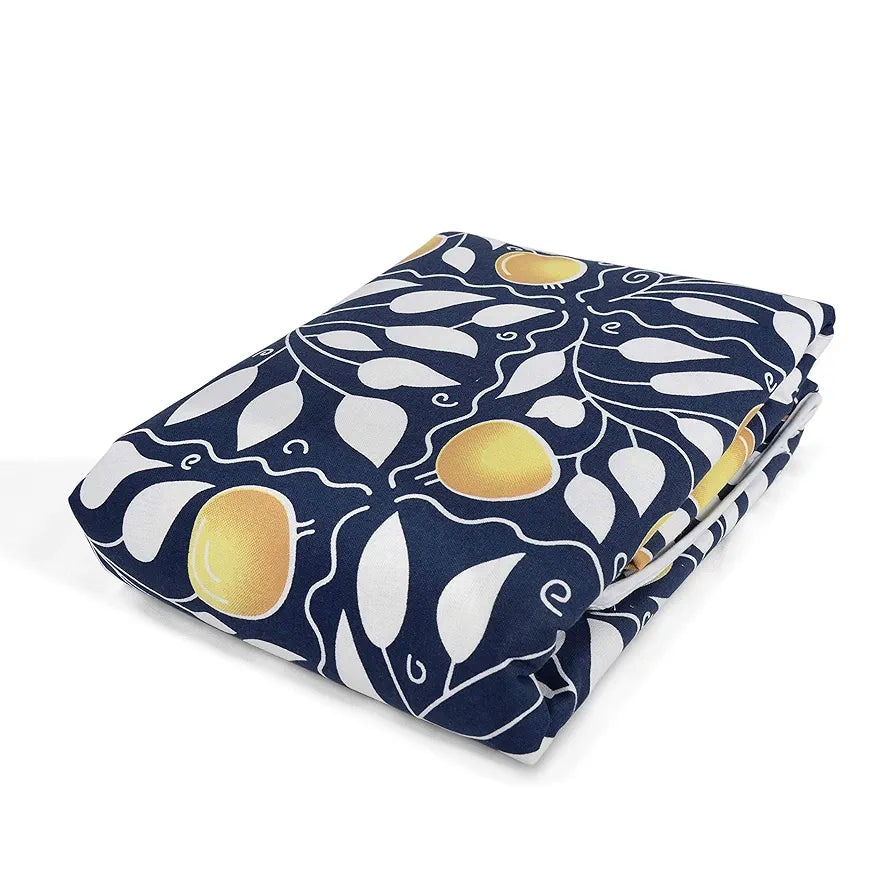 Divine Casa 120 GSM Glace Cotton Single Bed Dohar Lightweight & Soft AC Blanket| Reversible Quilt Colour Navy Blue & Mustard Yellow