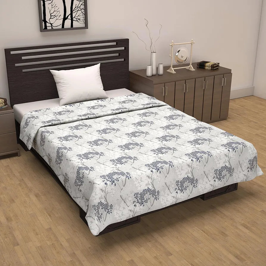 Divine Casa 100% Cotton Single Bed Dohar Ultra-Soft AC Blanket Lightweight Reversible Quilt Colour Greyish Blue