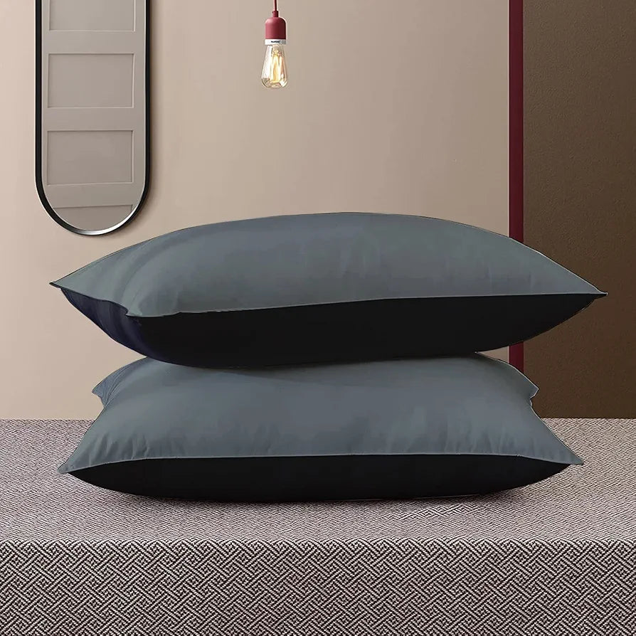 Cloth Fusion Premium Microfiber Soft Pillow Set of 2 Standard Size Black & Grey