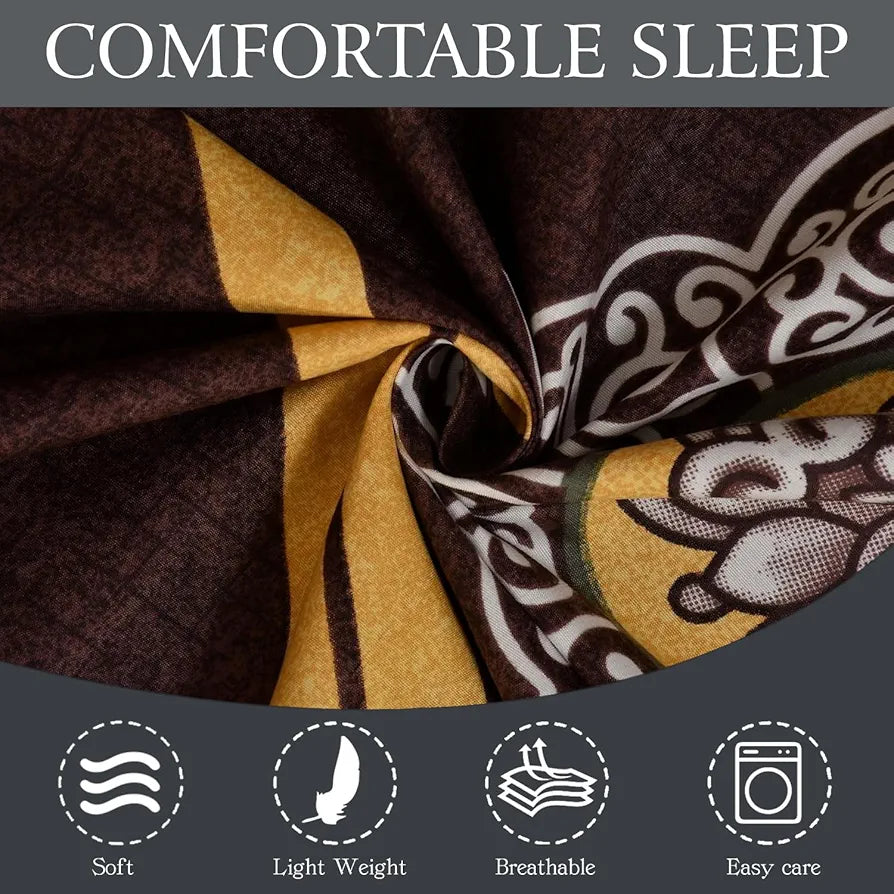 Fresh From Loom Single Bedsheet for Single Bed Floral Design Bed Spread with 1 Pillow Covers 144 TC Dark Brown