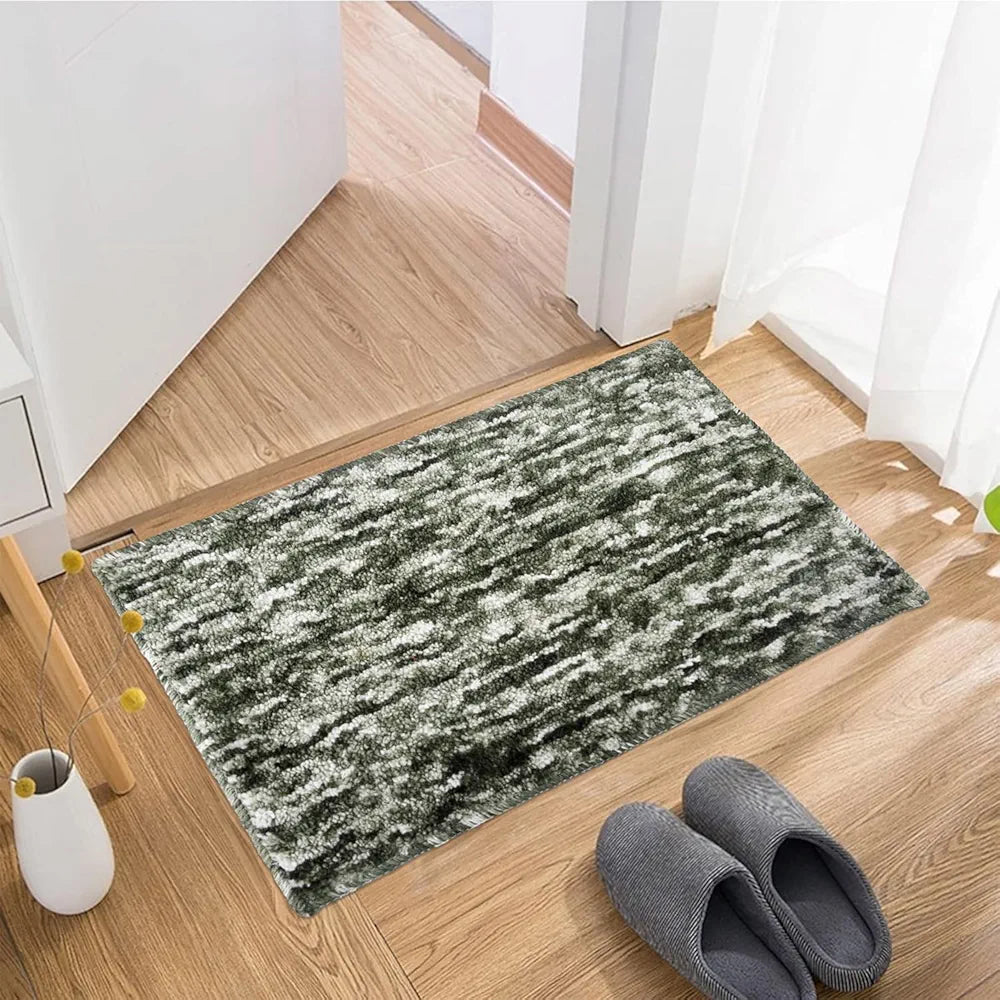 Kuber Industries Door Mat Multi Riyal Doormat Microfiber Entrance Mat Green Colour
