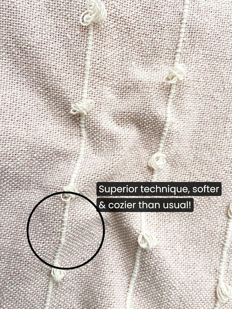 Sajavat Home Hand Knitted Pure Cotton 3 Seater Sofa Throw Colour Pink