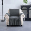 Kuber Industries Soft Velvet Quilted Single Seater Sofa Cover with Pocket Arms Frill Grey