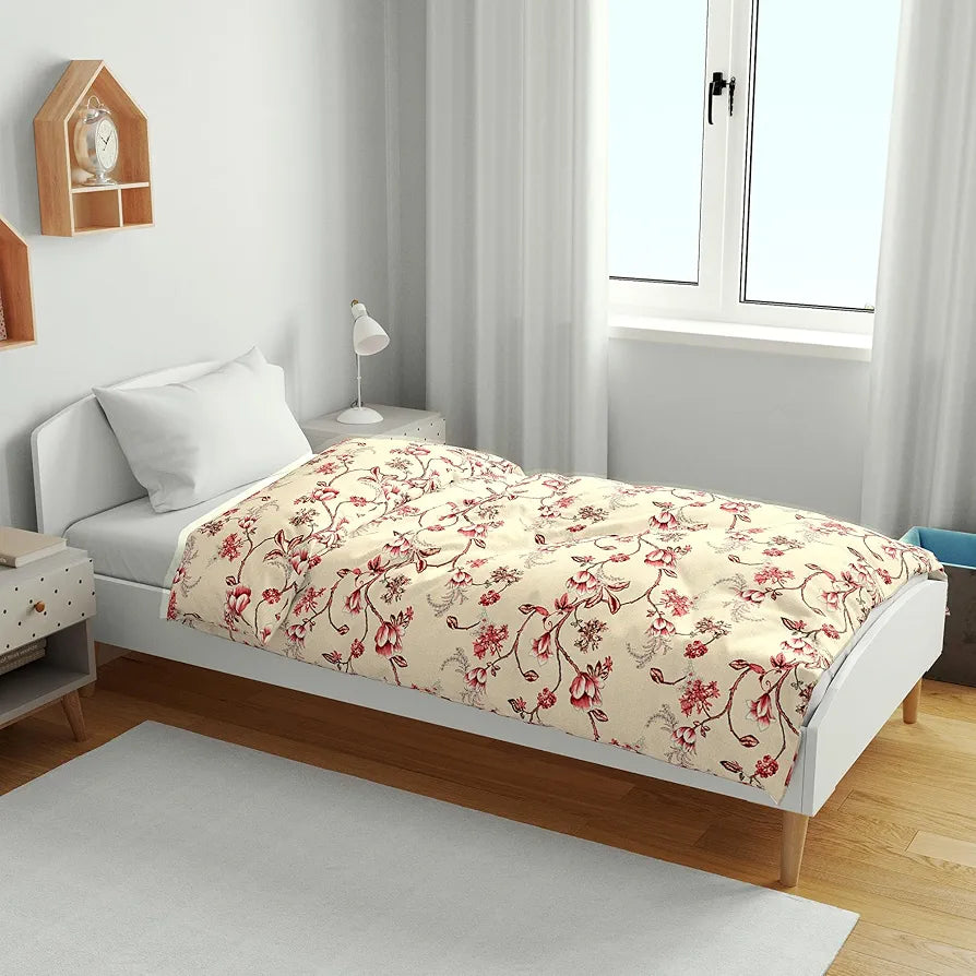 Divine Casa Floret 100% Cotton Single Kids Dohar 120 GSM Soft & Lightweight Throw Blanket Colour Summer Fern