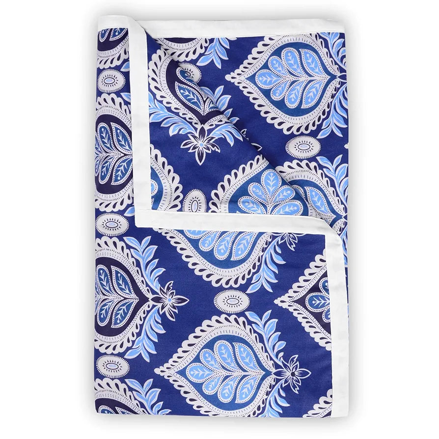 Divine Casa Floret 100% Cotton Single Dohar 120 GSM Soft & Lightweight Throw Blanket Colour Dazzling Blue
