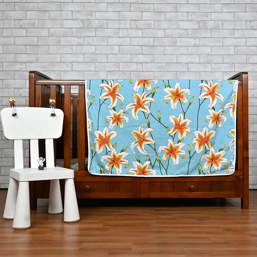 Divine Casa Floret 100% Cotton Single Kids Dohar 120 GSM Soft & Lightweight Throw Blanket Colour Wildflower Charm