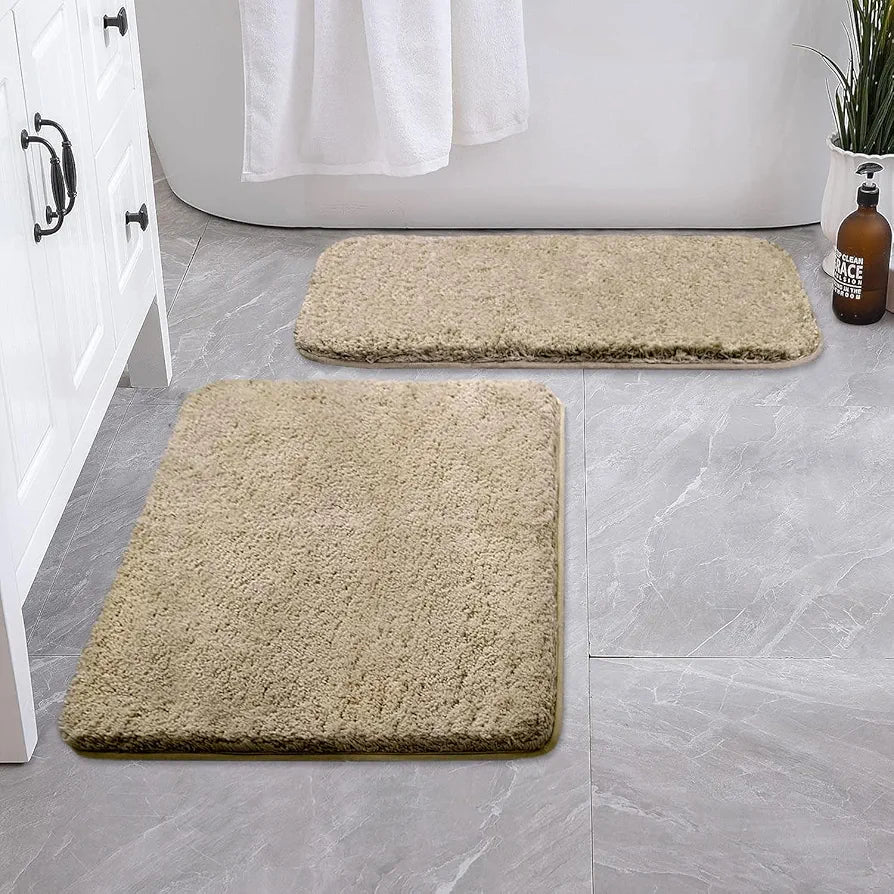 Luxe Home International Bath Mat Super Soft Ultra Absorbent Rectangular Mat Colour Beige (Pack of 2)