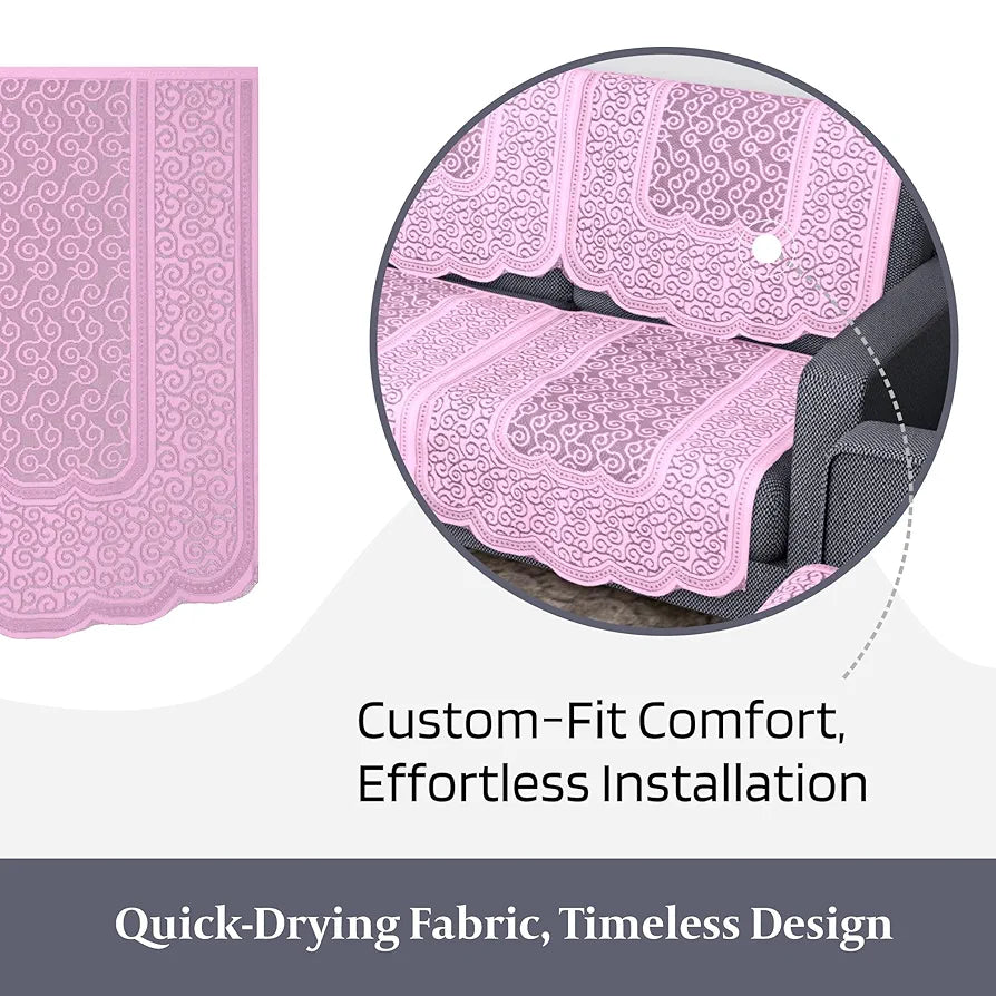 Kuber Industries Sofa Cover Net 2+1 Seater Sofa Slip Cover Set Zig Zag Printed Pink