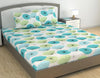 Divine Casa 144 TC 100% Cotton King Bedsheet with 2 Pillow Covers Floral Pattern Colour Cyan