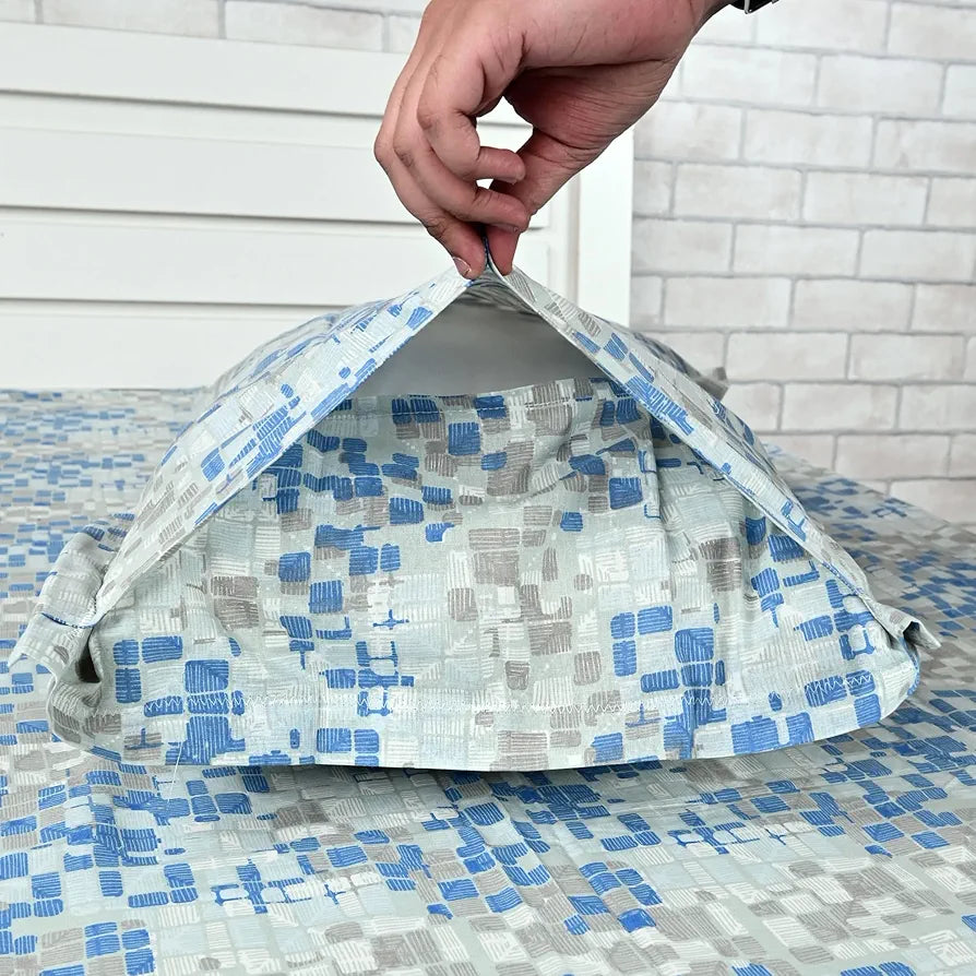 Divine Casa 144 TC Pure Cotton Double Bed Bedsheet with 2 Pillow Covers Mosaic Bloom Colour Blue Grey