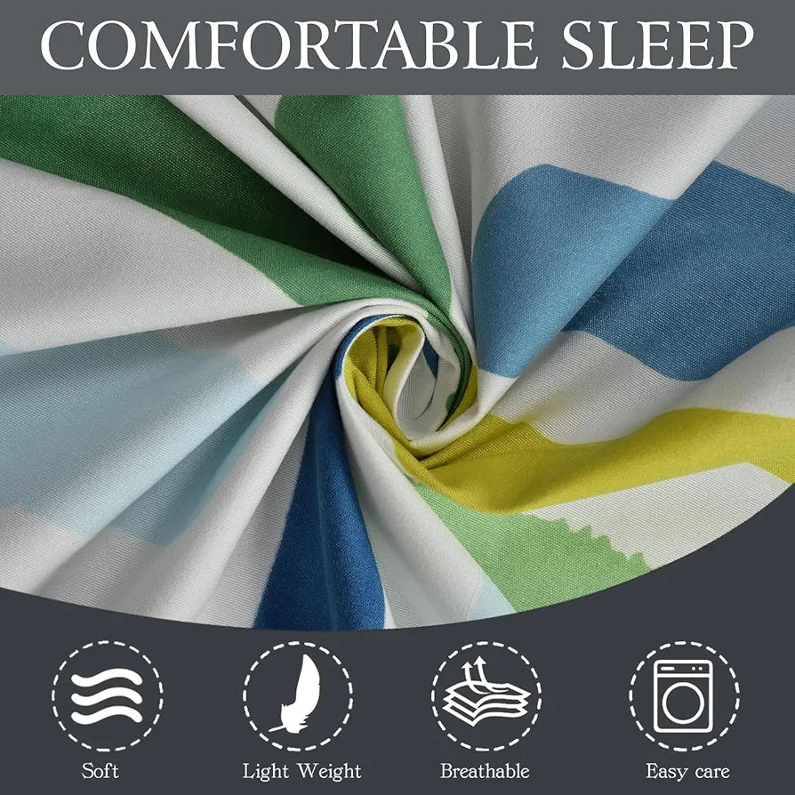 Fresh From Loom Microfiber Rotary Printed Bed Sheet Set King Size Hypoallergenic Wrinkle Free with 2 Pillow Covers 144 TC Multi Line