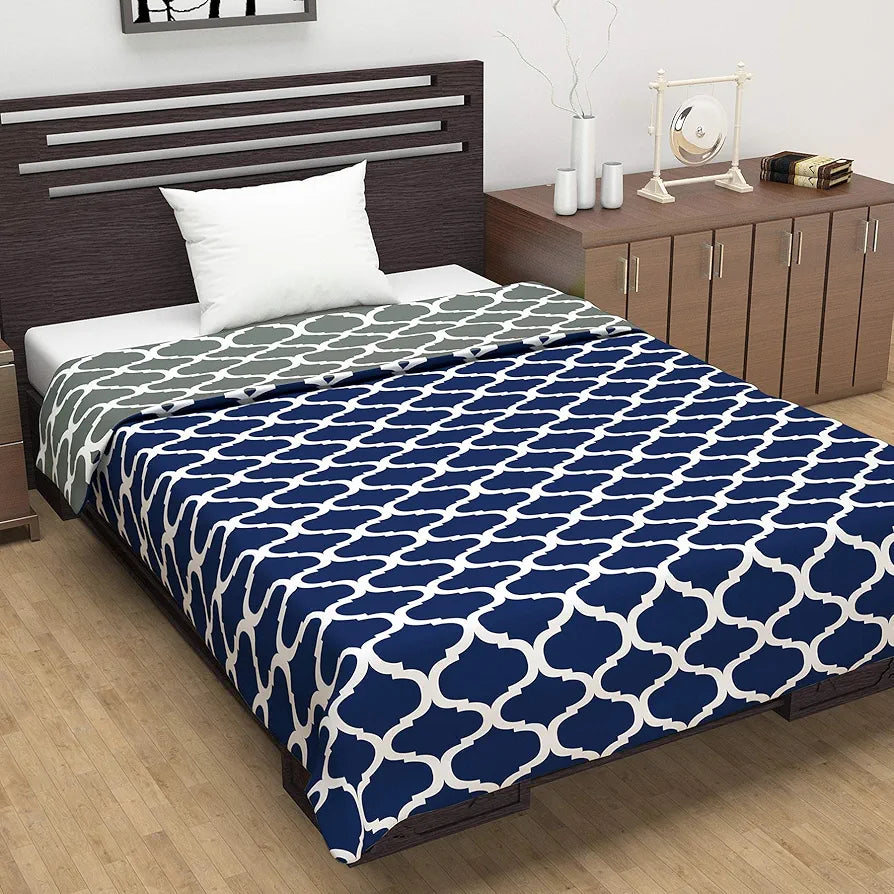 Divine Casa 120 GSM Cloudy Quilt Brushed Microfibre 3 Layer Breathable Single Dohar AC Blanket Lightweight Warm Rajai Throws for Bed TC - 120 Colour Blue Heaven