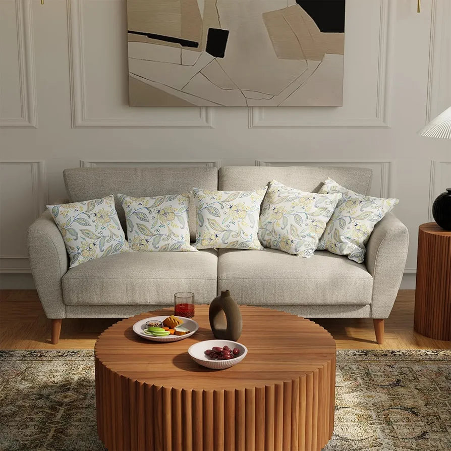 Urban Space Decorative Cotton 200 TC Cushion Cover Set Of 5 Cushion Covers For Sofa, Bedroom, Living Room Iris Blue