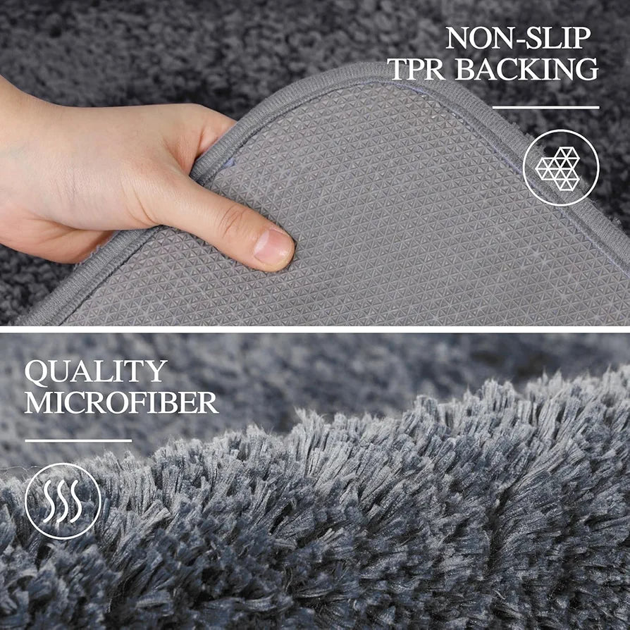 Ishro Home Premium Fuzzy Shag Carpet for Hall Rugs for Living Room Carpets for Living Room Colour Ash Grey