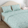 Haus & kinder Cotton Queen Size Bedsheet for Double Bed (90 X 100 Inches) with 2 Pillow Covers | 186 TC | Blue White Floral