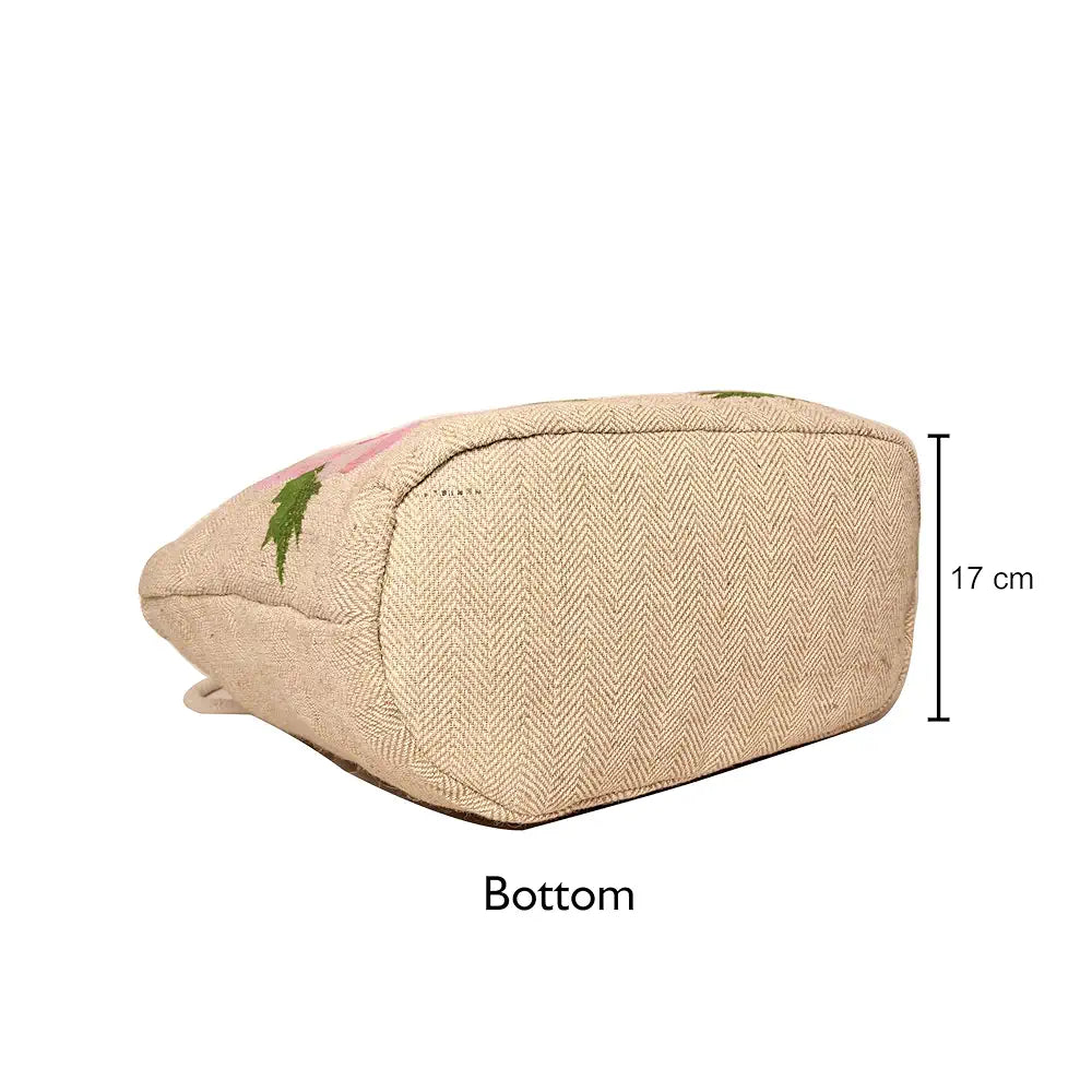 Astrid Embroidered Floral Jute Tote Bag for Women and Girls